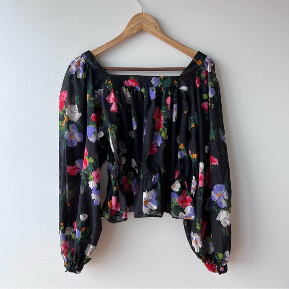 Union Made Vintage 70s/80s Floral Peasant Blouse - Picture 1 of 7